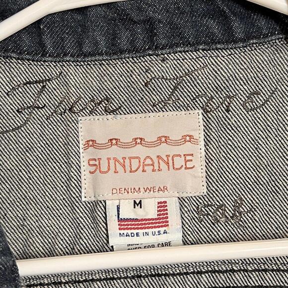 VTG Sundance Vest Denim Needlepoint Route 66 Get Your Kicks Hollywood USA Sz M - Picture 7 of 15